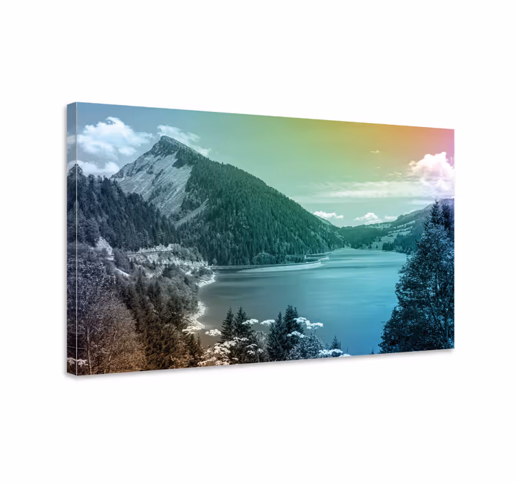 Landscape canvas mountainous lake view - TenStickers