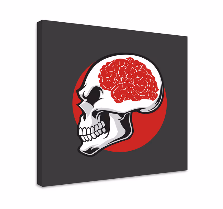 Red skull with brain modern canvas wall art - TenStickers