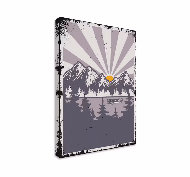 Mountain sunset scene landscape canvas - TenStickers