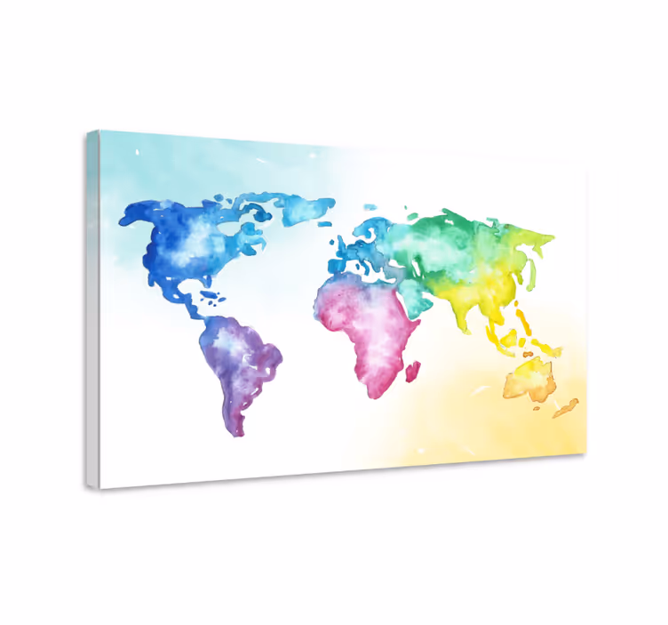 Colourful gradient world map canvas - TenStickers