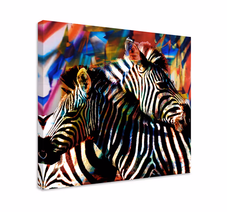 Animal canvas wall art colorful zebra pair - TenStickers