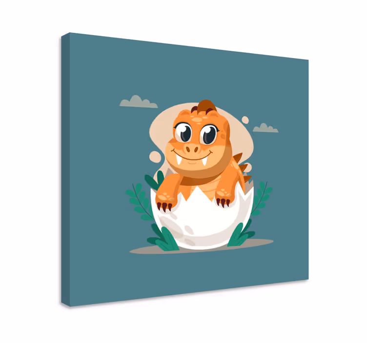Dinosaur baby in shell dinosaur canvas prints - TenStickers