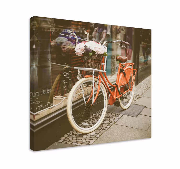 Orange bicycle flower canvas - TenStickers