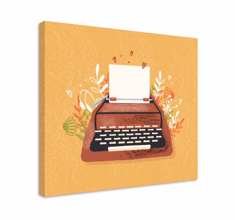 Music canvas art typewriter with flowers - TenStickers