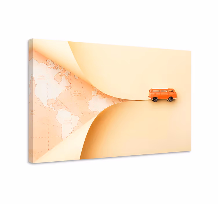 Cityscape wall art traveling orange van - TenStickers