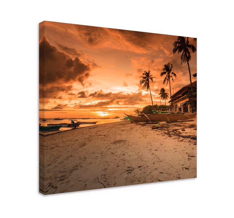 Sunset on the coast  landscape canvas - TenStickers