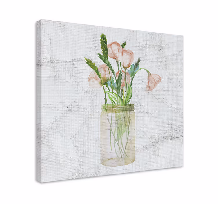 Flowers canvas pink flower jar art print - TenStickers