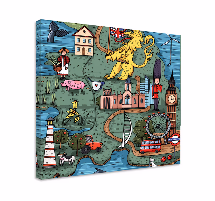 Cityscape wall art map of england - TenStickers