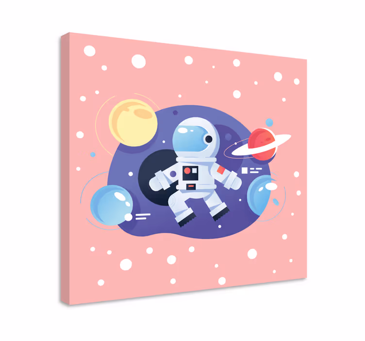Cartoon  spaceman symbols nursery canvas - TenStickers