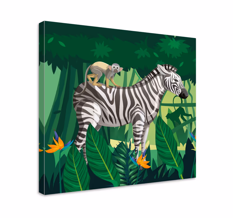 Animal canvas wall art zebra and monkey - TenStickers