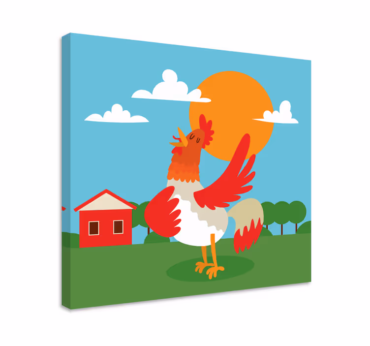 Animal canvas wall art rooster welcoming sunrise - TenStickers