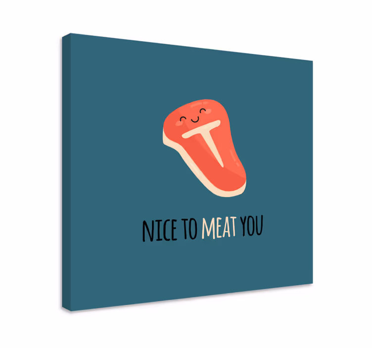 Fruit canvas wall art happy steak smile - TenStickers