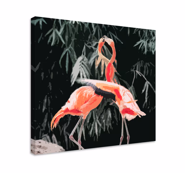 Bird canvas wall art flamingo duo - TenStickers