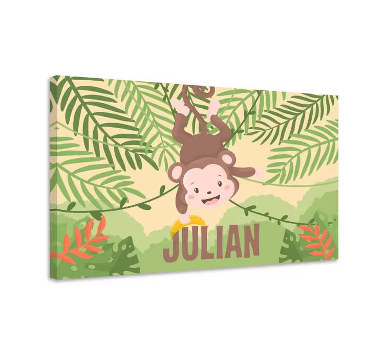 Dinosaur canvas wall art monkey swinging adventure - TenStickers