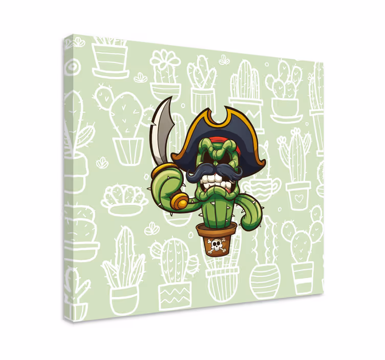 Plant canvas art cactus pirate character artwork - TenStickers