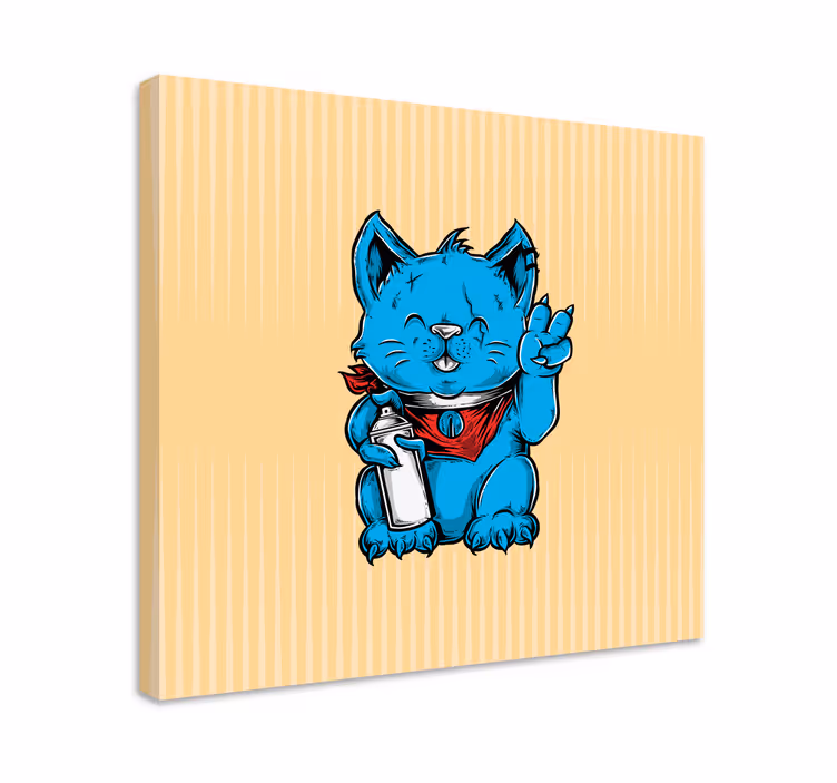 Cartoon cat with earring modern canvas - TenStickers