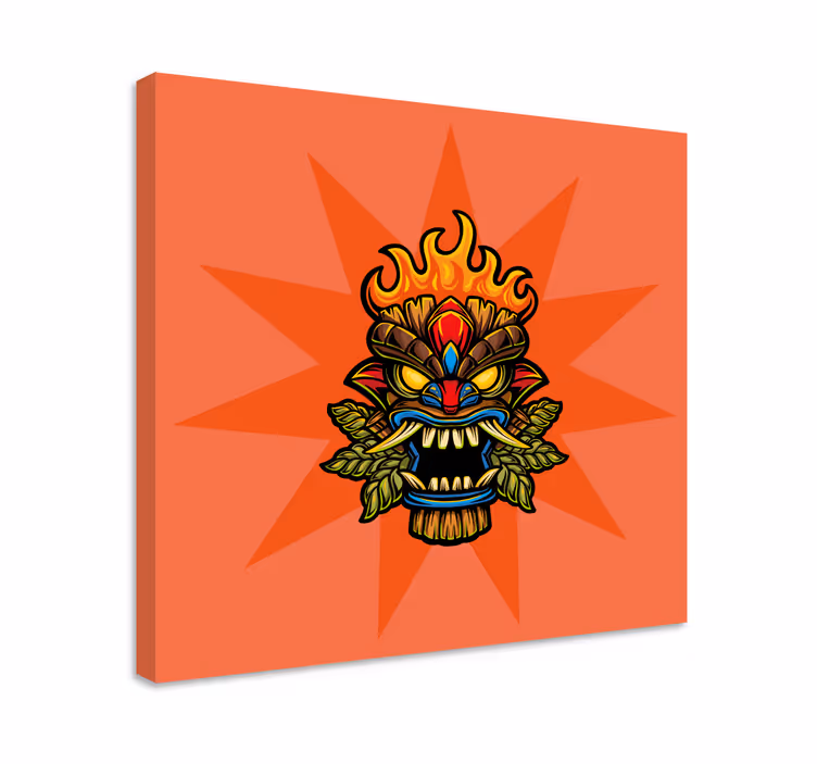 Music canvas art fiery tribal mask - TenStickers