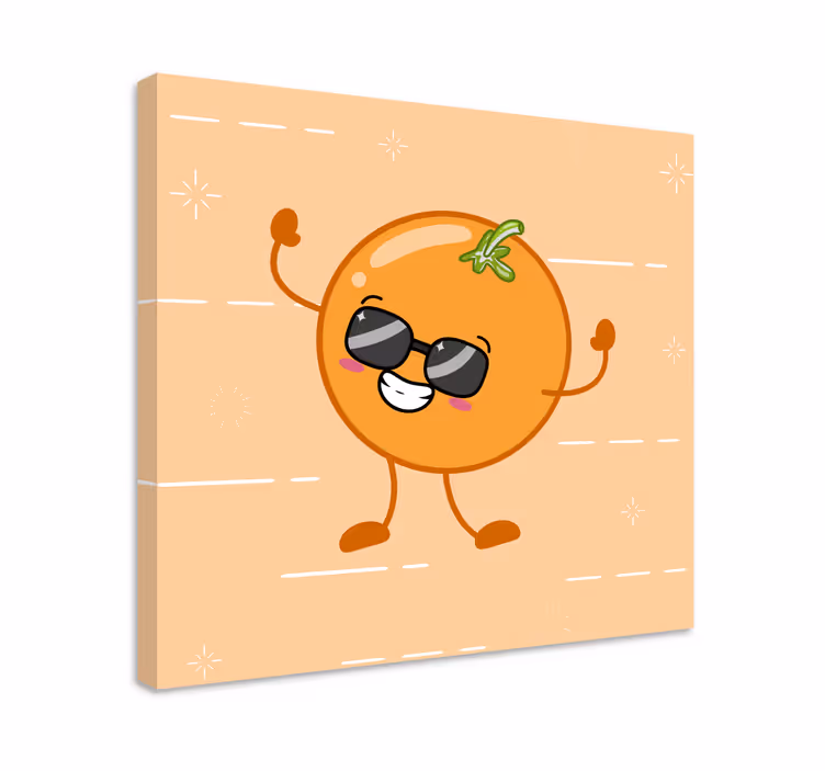 Fruit canvas wall art joyful orange shape - TenStickers