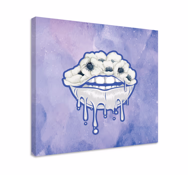 Ornamental canvas print mouth with flowers - TenStickers