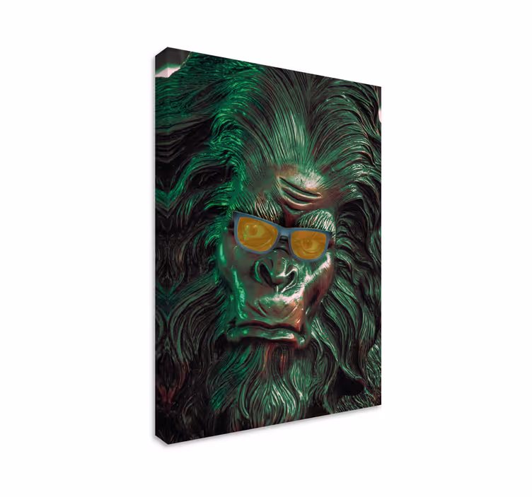 Stylish Gorilla Face feather canvas wall art - TenStickers