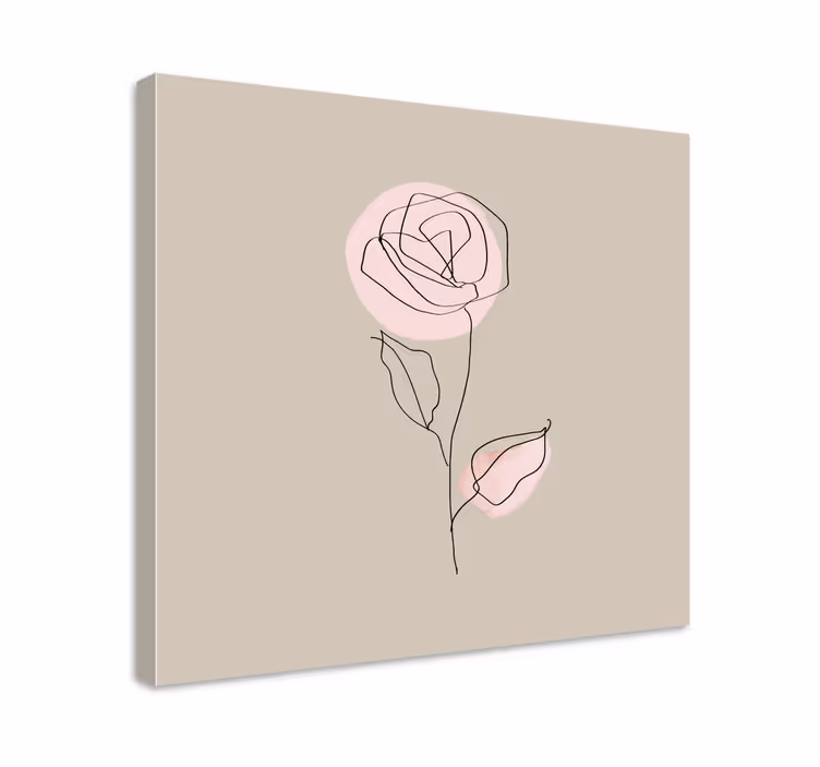 Flowers canvas elegant line rose art print - TenStickers
