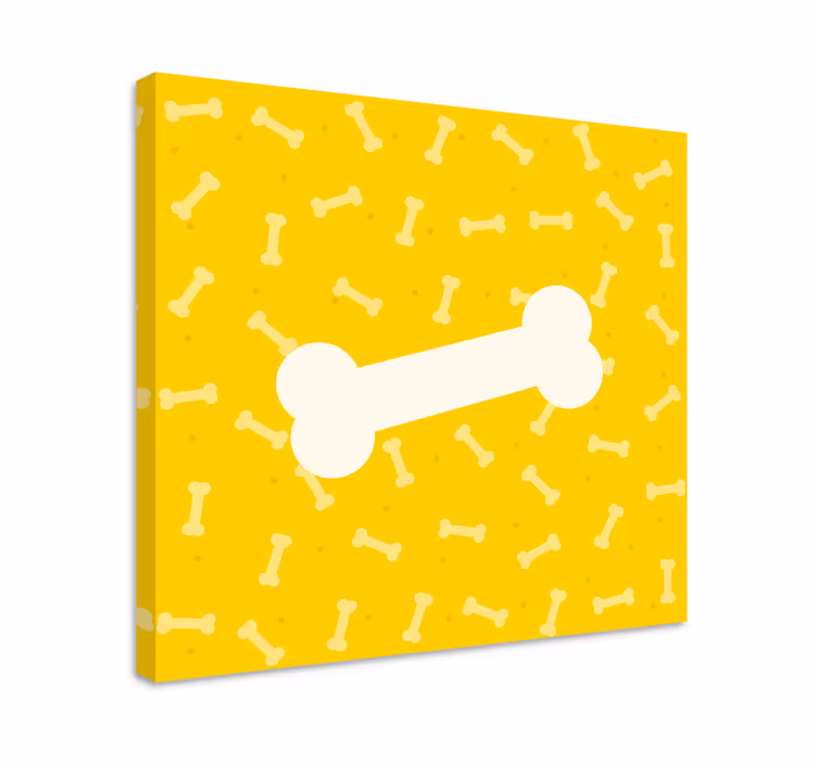 Cute yellow background dog bone canvas prints - TenStickers