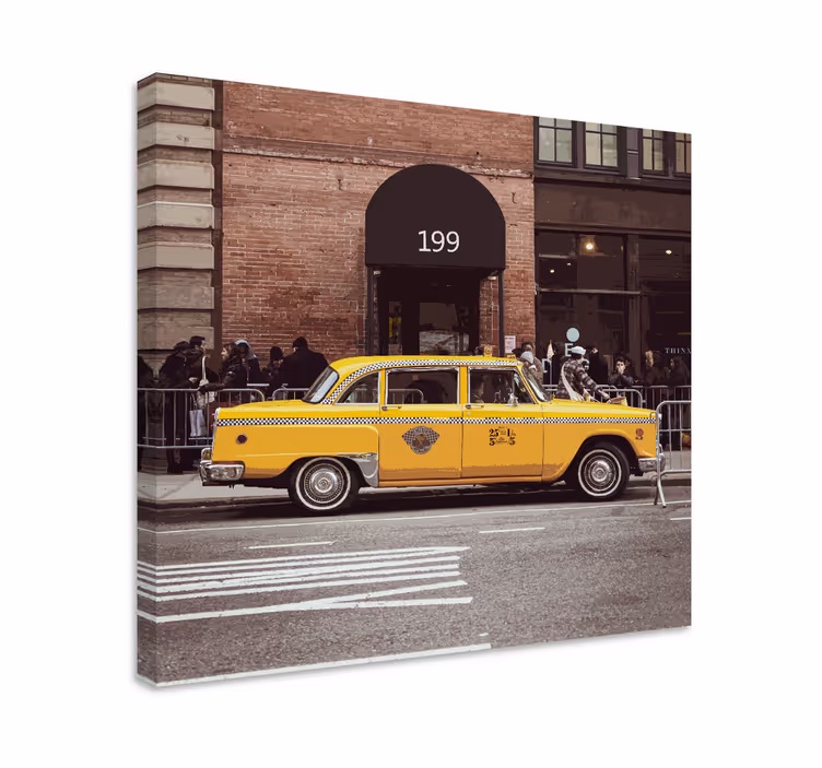 Cityscape wall art yellow taxi cab - TenStickers