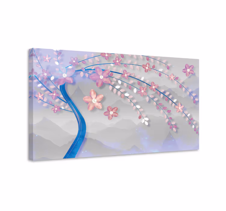 Pink cherry with swirls 3D canvas prints - TenStickers
