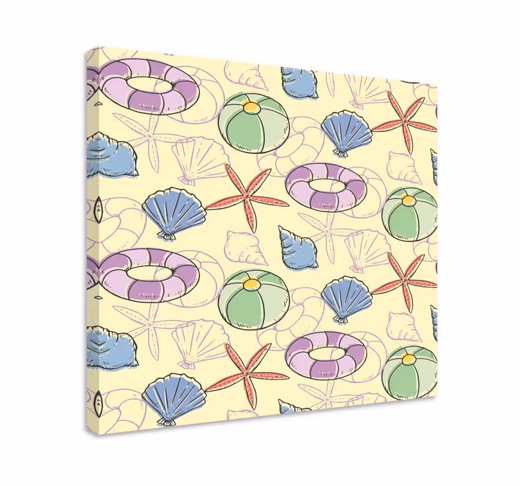 Nautical canvas art seashells and lifebuoys - TenStickers