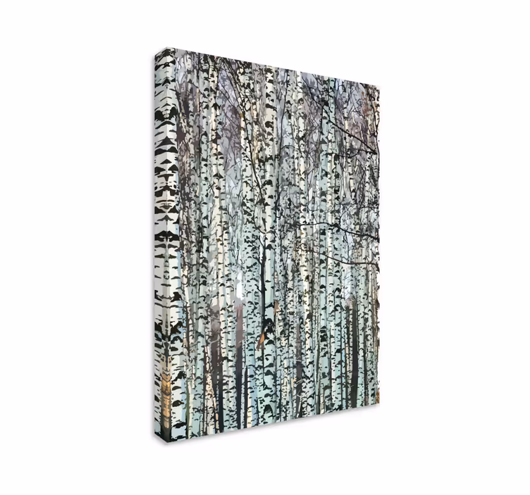 Birch trees all over landscape canvas - TenStickers