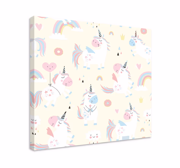 Happy unicorns in wonderland nursery canvas - TenStickers