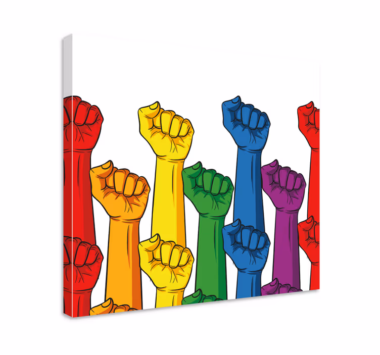 Quote canvas of vibrant uplifted fists - TenStickers