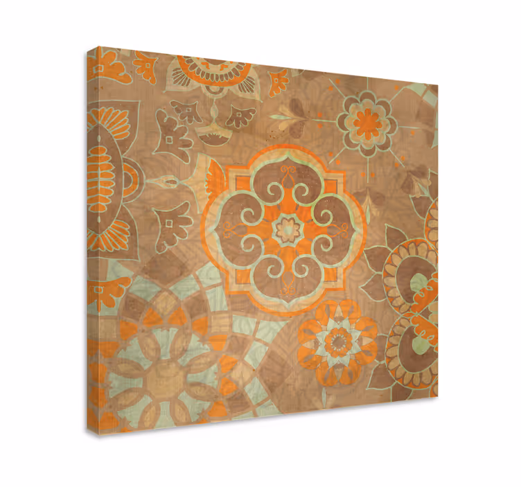 Oriental canvas wall art with intricate botanical designs - TenStickers