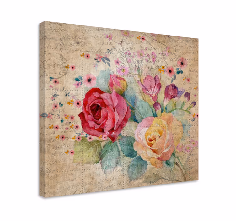Flowers canvas romantic rose design - TenStickers