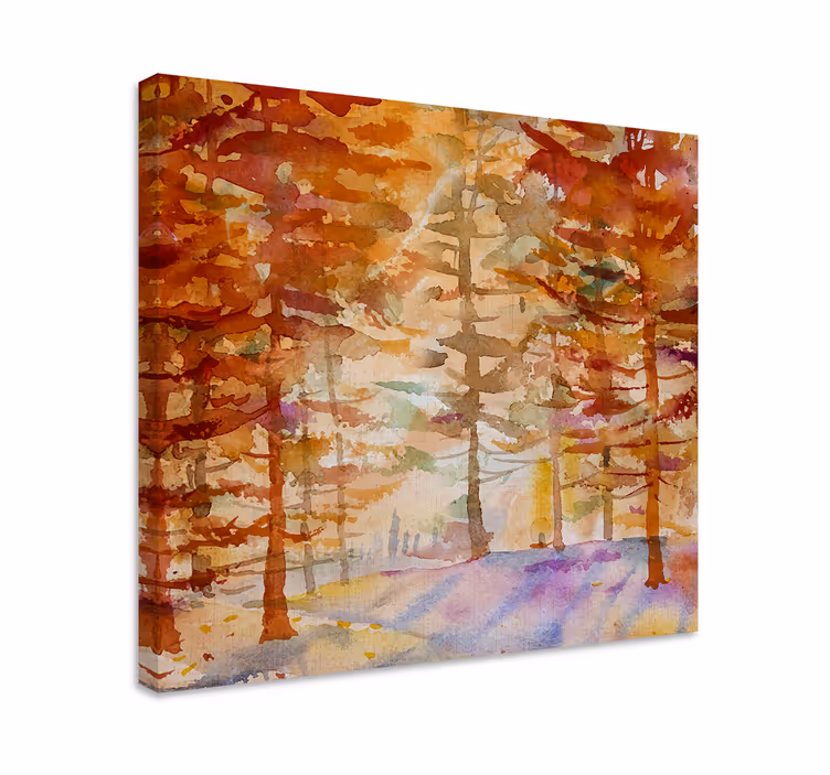 Orange painted trees landscape canvas - TenStickers