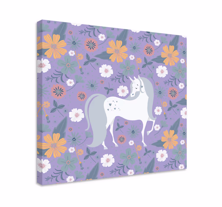 Elephant wallart charming unicorn floral - TenStickers