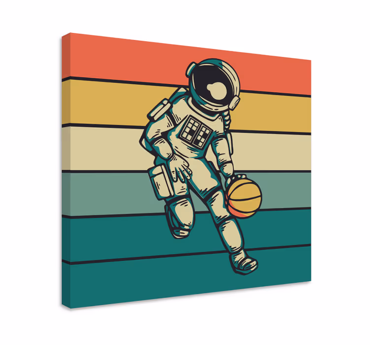 Sports canvas art cosmonaut playing basketball - TenStickers