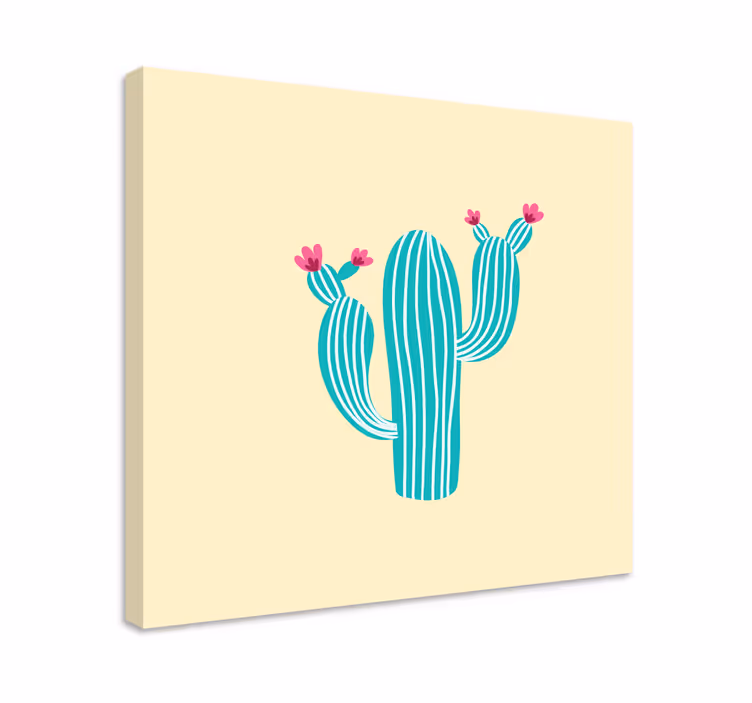 Flowers canvas cactus with blooms - TenStickers
