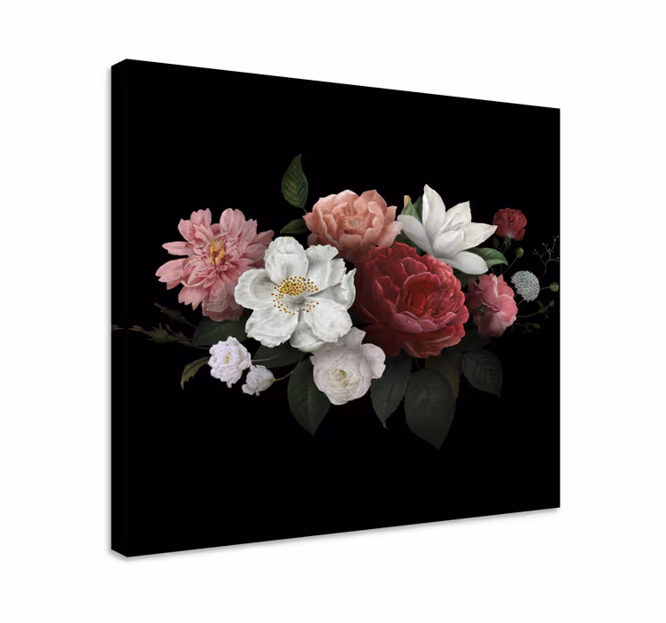 Vintage roses over a black flower canvas - TenStickers