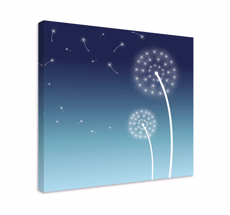 Dandelion fluffs floating Flowers  canvas - TenStickers