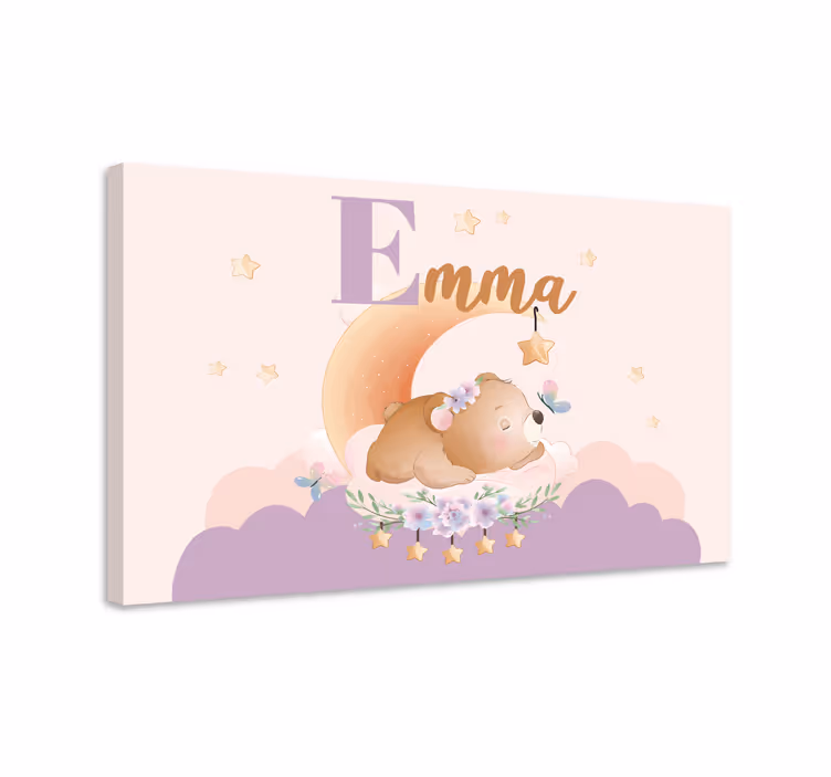 Cute animals bear with personalised canvas - TenStickers
