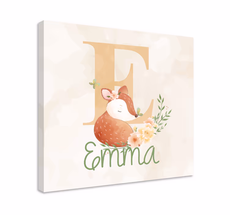 Cute animals deer with name personalised canvas - TenStickers