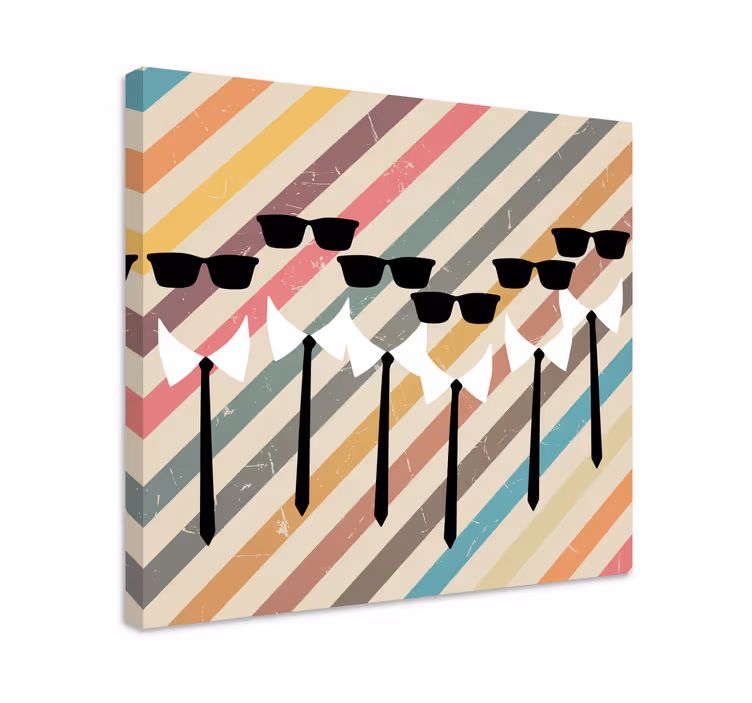 Floral canvas wall art stylish figures in sunglasses - TenStickers
