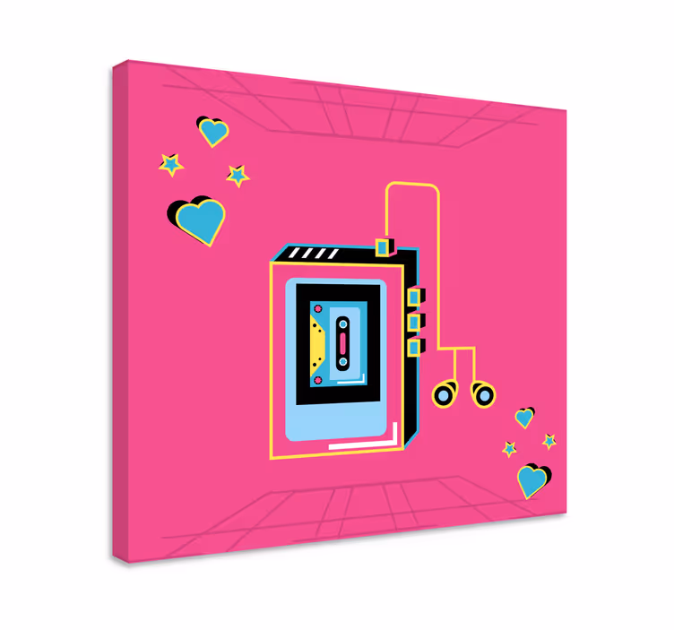 Music canvas art retro cassette love - TenStickers
