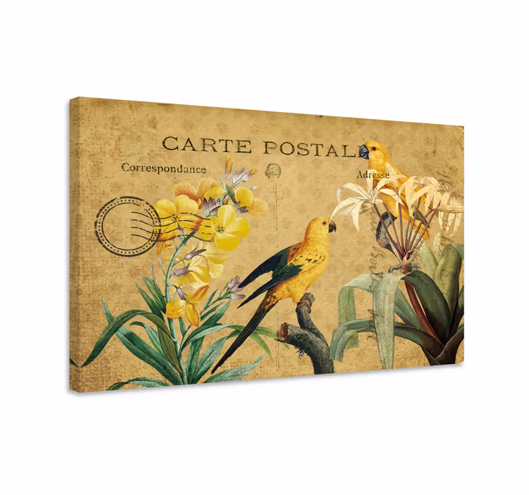 "Cottagecore" birds and leaves retro canvas - TenStickers