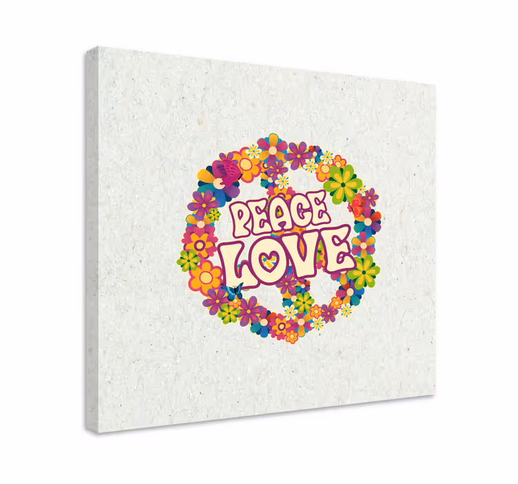 Peace love floral crown quote canvas - TenStickers