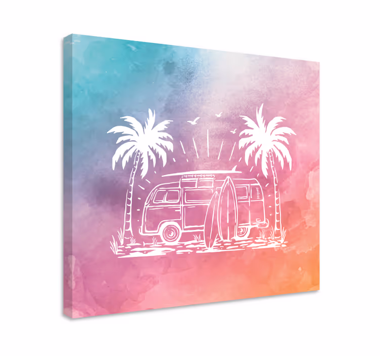 Cityscape wall art retro surf van print - TenStickers
