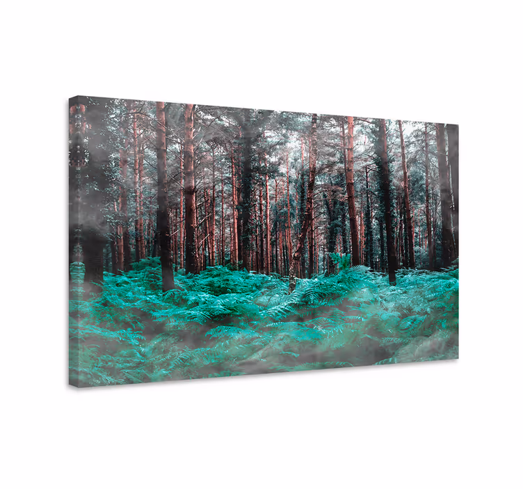 Flowers canvas lush green ferns artwork - TenStickers