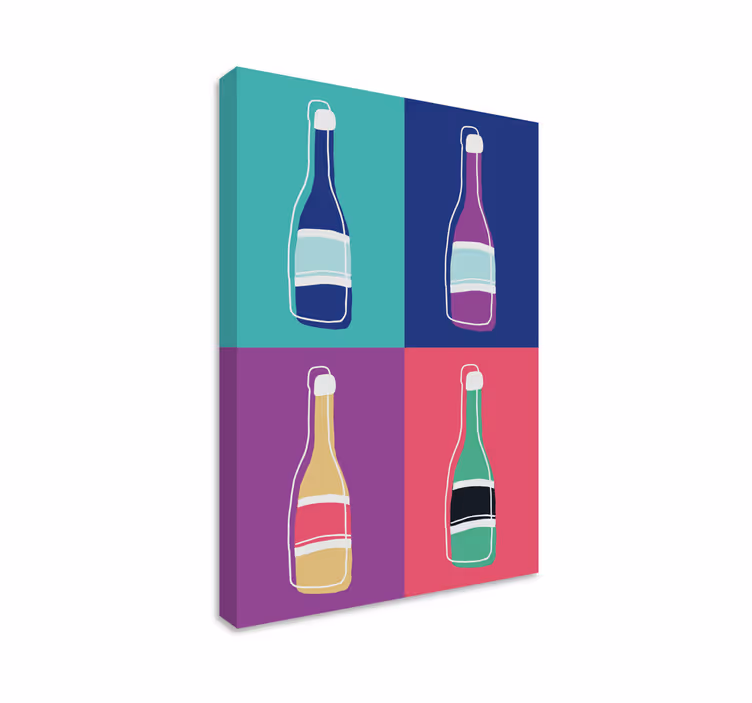 Pop art abstract champagne bottle modern canvas - TenStickers
