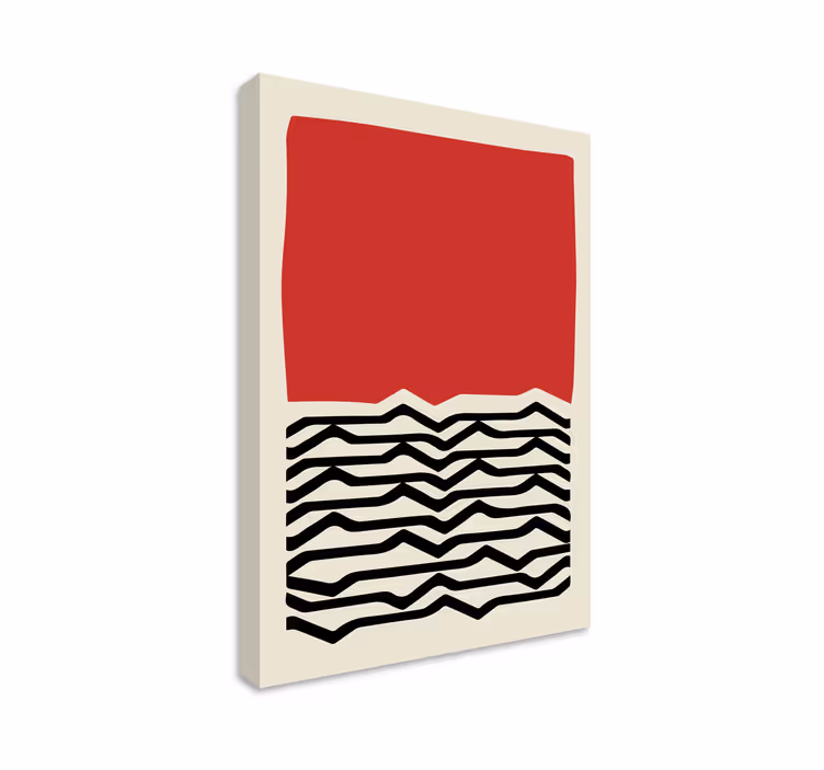 Red painting with irregular black lines canvas - TenStickers